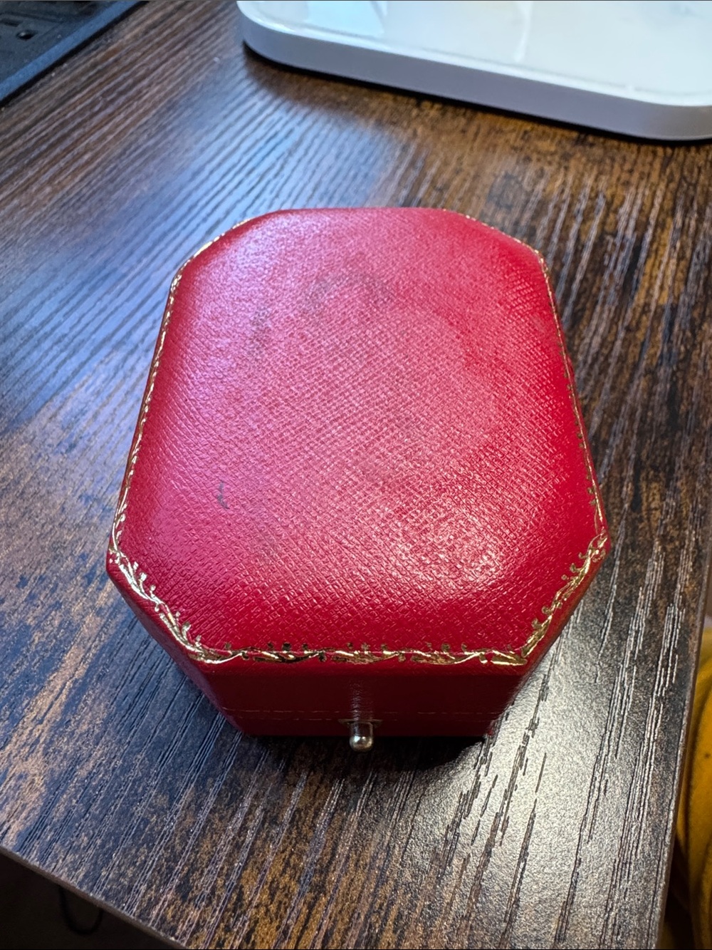 Cartier Red Jewelry Box with Gold Trim
